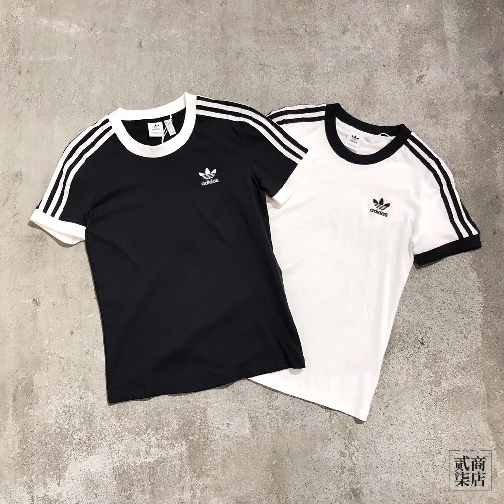 (貳柒商店) adidas 3S Tee 女款 三葉草 三線 短袖 基本款 刺繡 黑 ED7482 白 ED7483