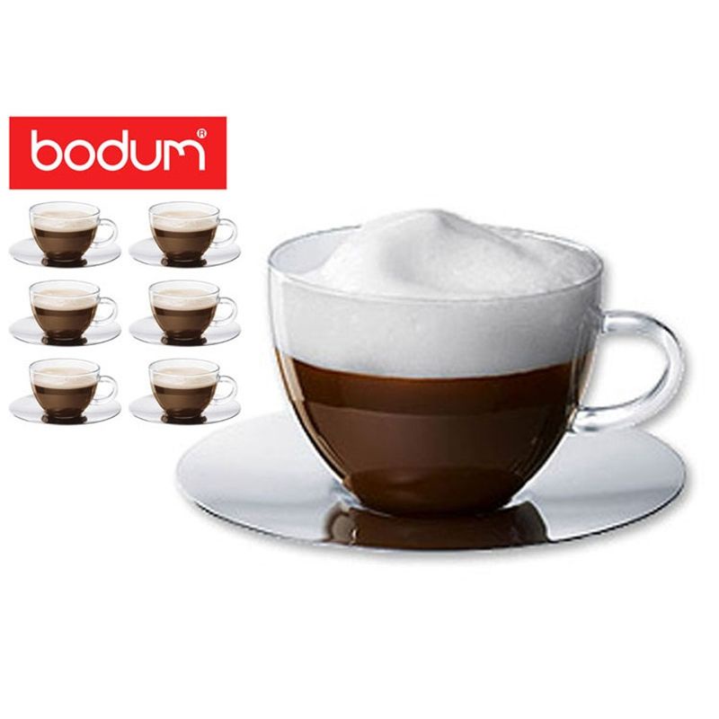 Bodum一組6入100ml雙層杯不銹鋼杯盤原廠盒裝
