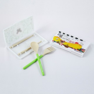 Bigeasy☆ 叉子 筷子 湯匙 餐具盒 傑克熊/小熊學校印花圖紋(2款) 餐具 環保餐具 餐盒