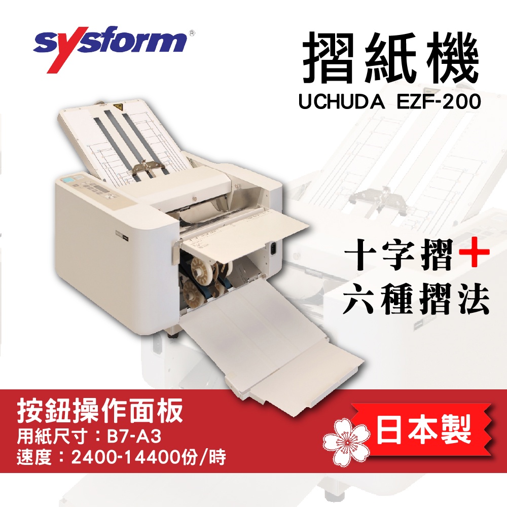 【日本製】摺紙機 UCHIDA EZF-200 折紙機 可以摺蓮花 A3 皮帶式收紙 六種基本摺法 十字摺 辦公 向盟