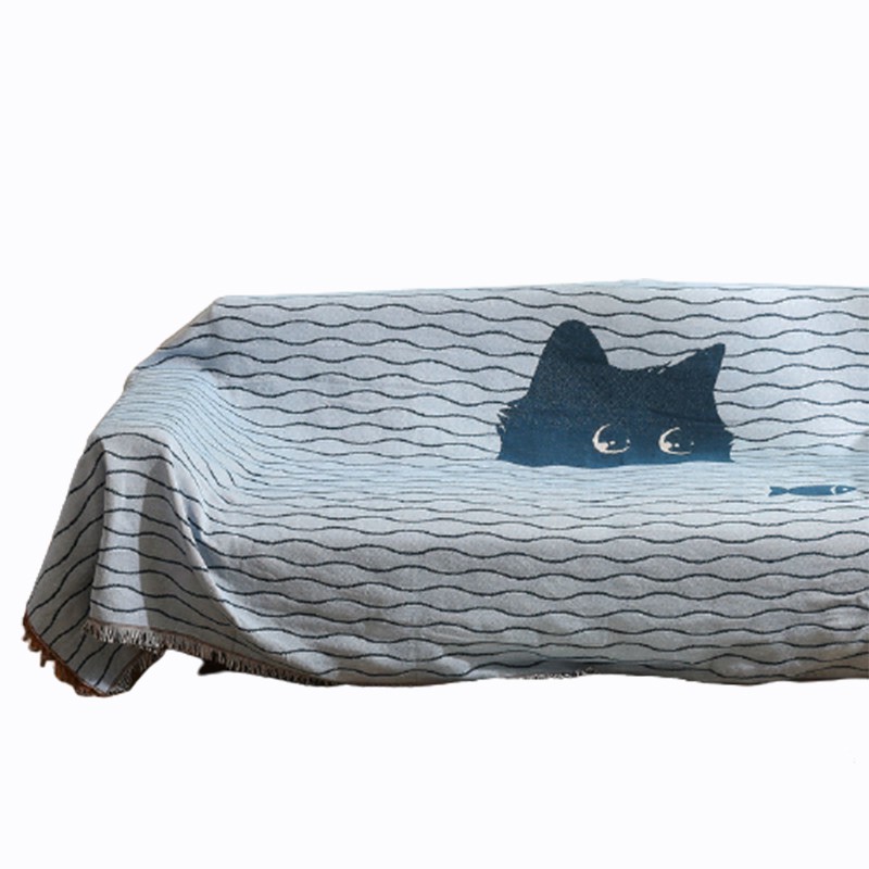 日系卡通貓沙發套罩布北歐ins三人沙發巾全包雙面美式單人沙發墊