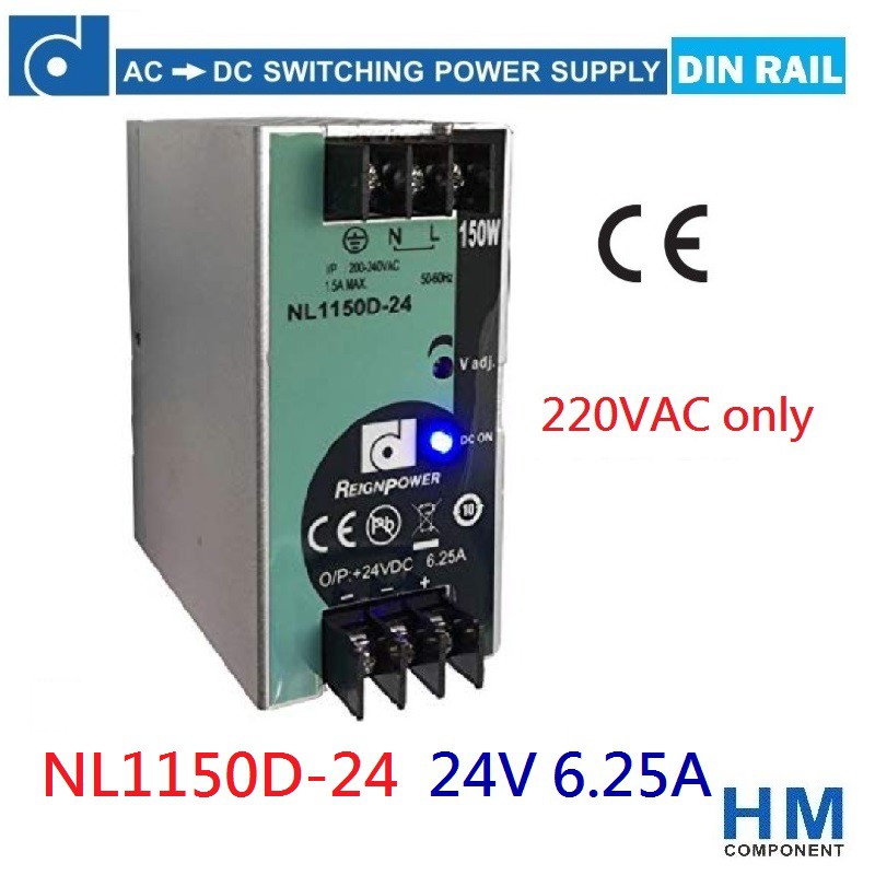 REIGNPOWER 軌道式電源供應器 NL1150D-24 24V 6.25A 150W 220VAC-HM工業自動化