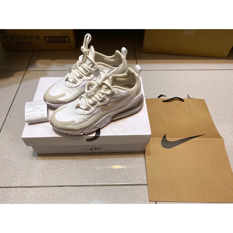 現貨！全新 正品 NIKE AIR MAX 270 REACT 奶茶 杏色 氣墊 慢跑鞋 CJ0619-102 23cm