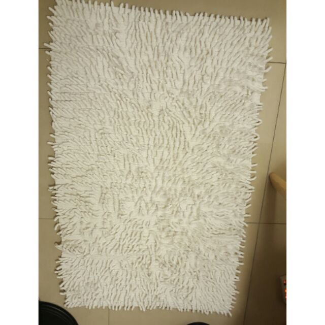 二手白色毛圈毛條地毯100%棉$350