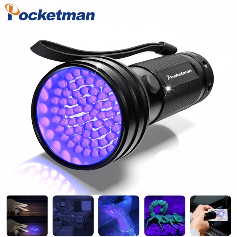 UV燈51LED 21LED 12LED UV燈395-400nm LED UV手電筒手電筒燈安全紫外線檢測AAA電池 | 蝦皮購物
