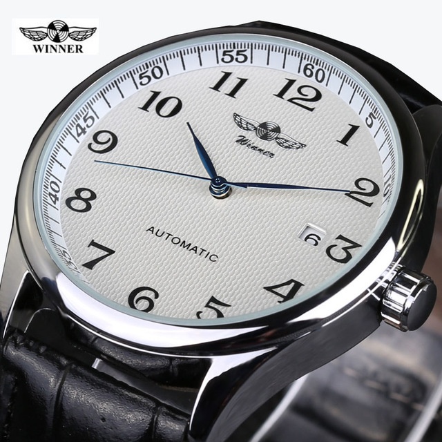 免運-WINNER 男士經典豪華手錶 自動機械表 皮革錶帶腕錶
