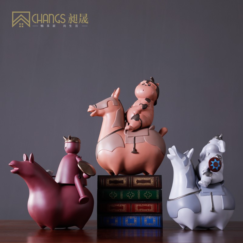 Sff 抽象木馬小人創意擺件北歐式小象騎馬奇特樹脂工藝品傢庭房間擺飾 蝦皮購物