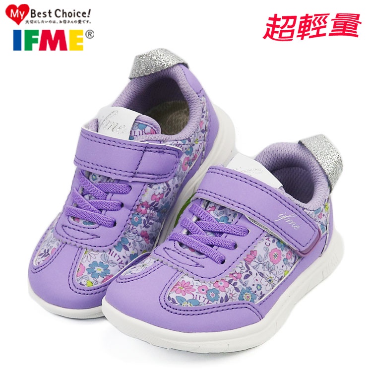童鞋/正版日本IFME 輕量.運動機能鞋.運動鞋.小童碎花款(IF20-081303)紫15-19號