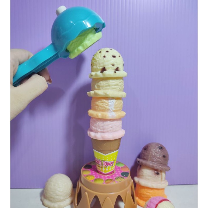 二手現貨✅九成新 冰淇淋疊疊樂組🍦甜筒雪糕平衡開發桌遊玩具 Ice Cream Tower 仿真食物兒童玩具 扮家家酒