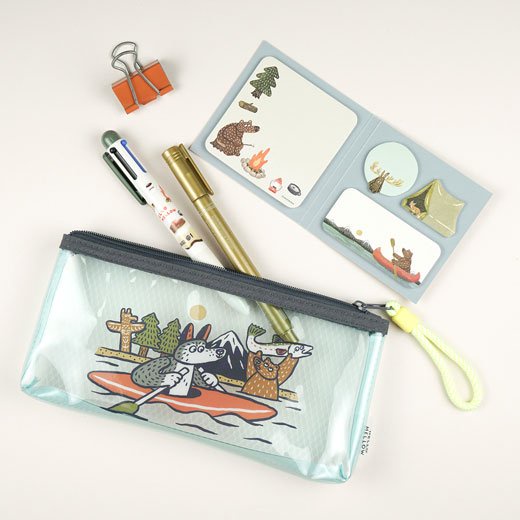 日本Greeting Life x 插畫家OKATAOKA-透明筆袋 (共兩款) ｜文具、雜貨、戶外、生活