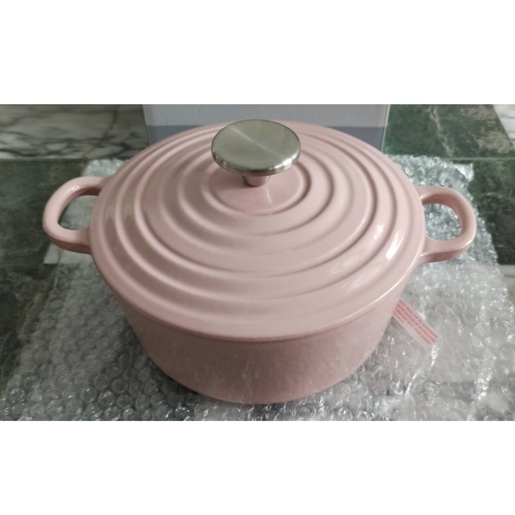 Hola Amour 亞莫鑄鐵琺瑯湯鍋20cm 櫻花粉2 5l 馬卡龍色雙耳 蝦皮購物