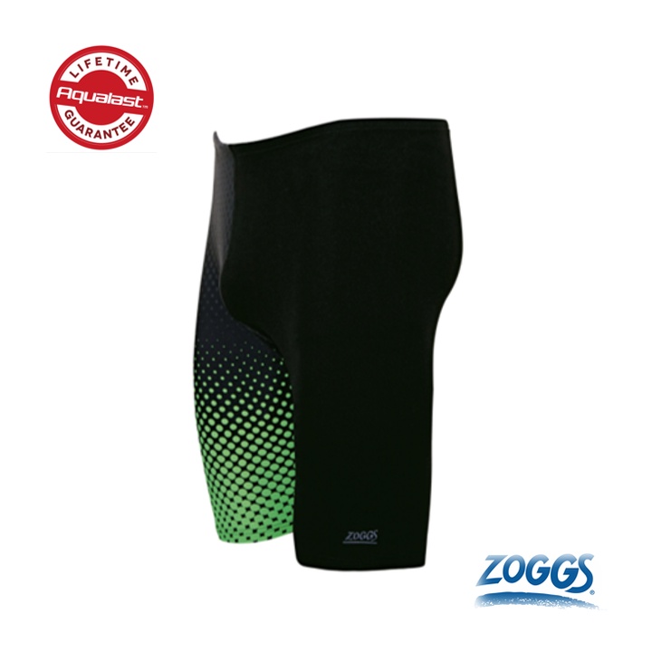 ZOGGS 男性《螢光綠點》永久抗氯競賽型及膝泳褲
