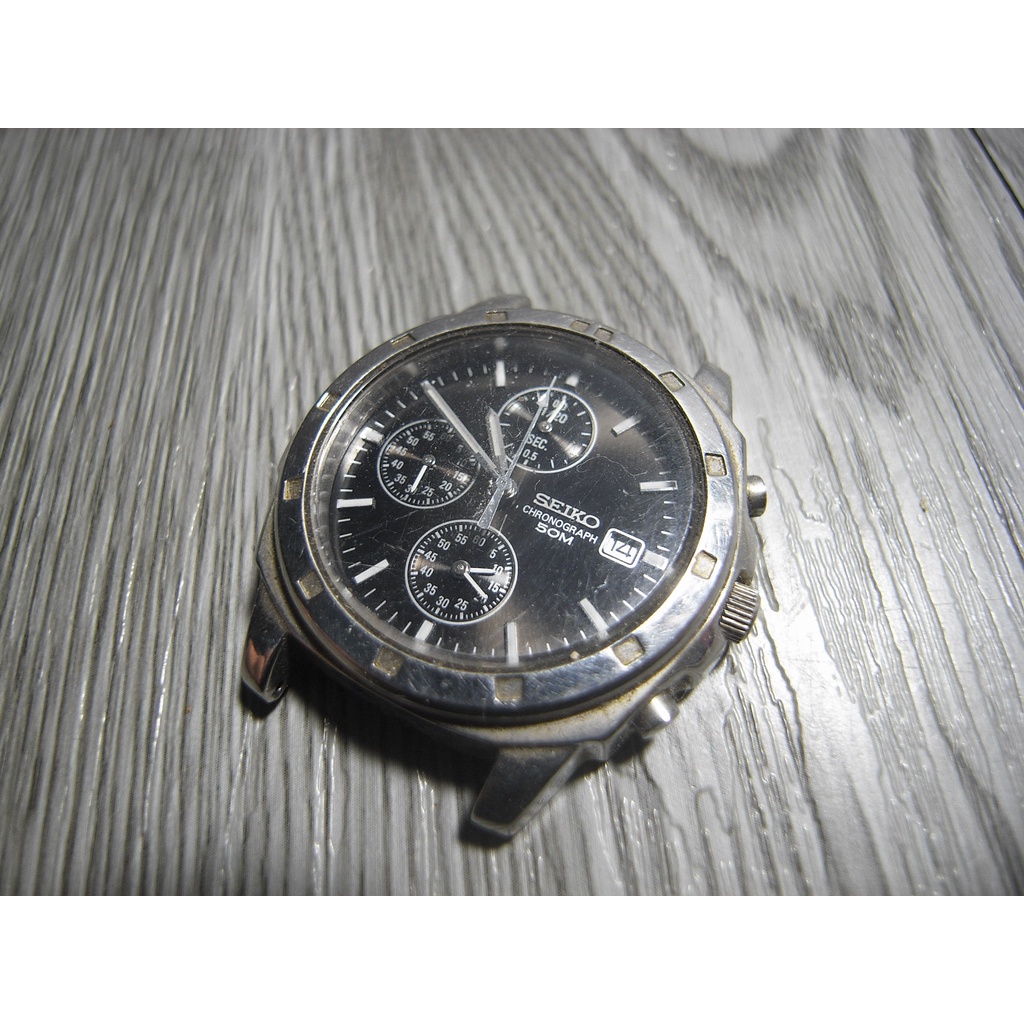 二手 故障 Seiko 精工 Chronograph 7T92 三眼 無錶帶 手錶 石英錶 零件機