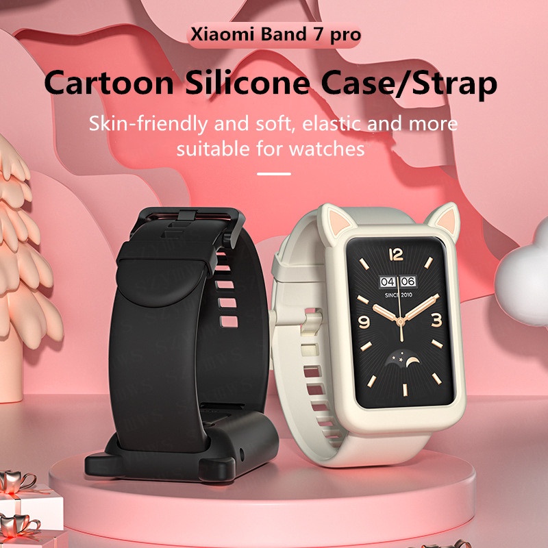 小米Xiaomi Band 7 Pro 保護套/錶帶 卡通可愛保護套, 矽膠替換錶帶 適用於小米手環7 Pro