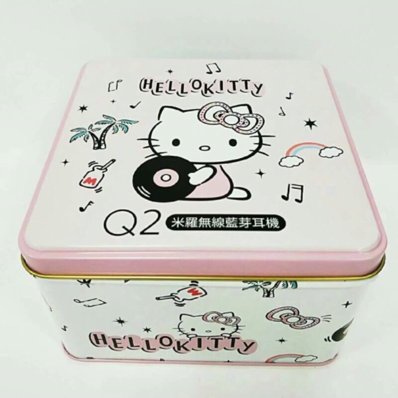 現貨-【全新米羅Q2 TWS無線自動串聯 Hello Kitty無線藍芽耳機】不見不散米羅Q2金色方盒藍牙耳機