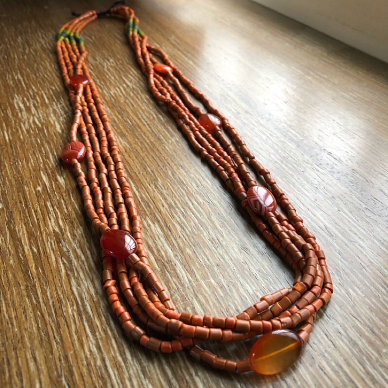 Jin’s handmade / 原住民 排灣族 傳統 瑪瑙 陶珠項鍊