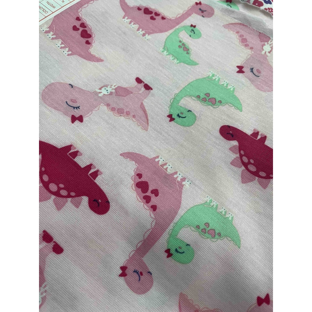 S24-粉紅小恐龍- 單面印花- 仿棉防火布