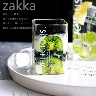 北歐設計風英文方形玻璃水杯/果汁杯(2款可選)--生活雜貨 創意zakka