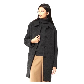 全新 uniqlo 羊毛混紡繭型大衣 L