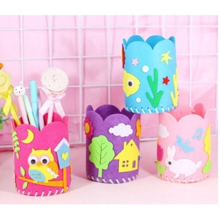 💕寶媽角落💕 臺灣現貨 不織布筆筒 兒童 手工 筆筒 立體 DIY 玩具 幼兒園 創意 手作 美勞