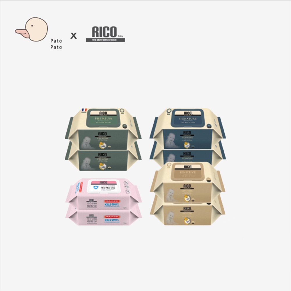 韓國【Rico Baby】綜合賣場 / ⾦盞花有機天然特厚款濕紙⼱ + 抗菌濕紙巾 / 4款混搭共8包入