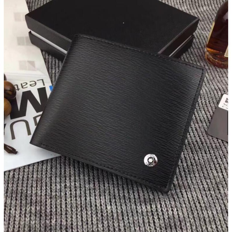 二手名品店montblanc萬寶龍錢包男士休閒短夾皮夾8卡位水波紋 蝦皮購物