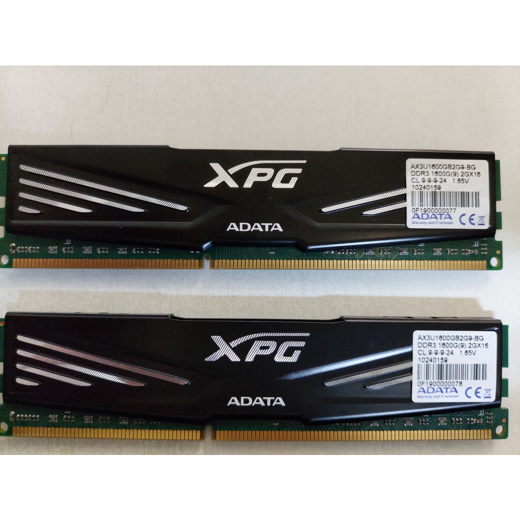 威剛ADATA XPG DDR3-1600 2GX2  (AX3U1600GB2G9-BG) 雙面顆粒 終保 二手良品