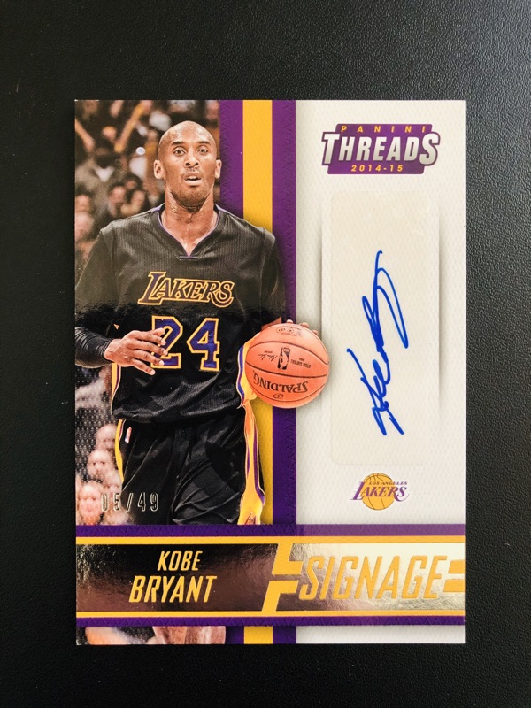 簽名卡 親筆簽名 限量 49張 2014-15 Panini Threads Kobe Bryant Auto /49