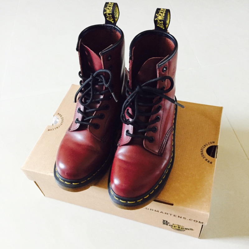 Dr.martens 1460 8孔 馬汀靴 馬丁靴  高筒 硬皮 靴子 長靴 真皮 8孔 酒紅 EU37 23.5cm