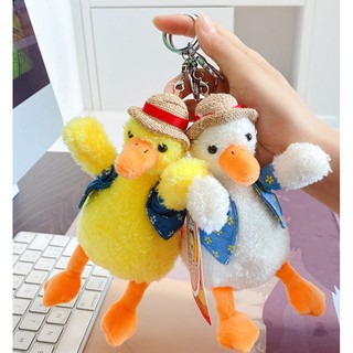 伊比鴨鴨~ ‎正版日系渡假風情侶可愛鴨子ins南洋草帽鴨公仔毛絨揹包吊飾書包掛件車鑰匙扣鏈‎