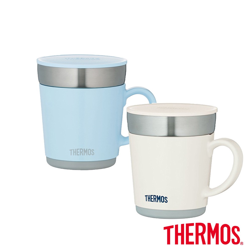 THERMOS 膳魔師 不銹鋼真空保溫杯JDC-351-LB 淺藍色 / WH白色 0.35L  把手咖啡杯 超取