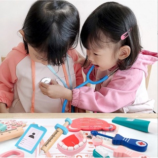 寶寶生日禮物 彩盒裝木製醫生玩具組 牙醫玩具 木質玩具 仿真醫藥箱玩具