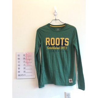 Roots綠色長䄂純綿T恤