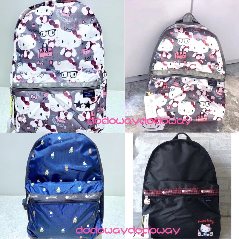 現貨+預購 正品SANRIO x LeSportsac 聯名款 黑色後背包 米菲兔Miffy雙肩後背包 女包 生日禮物