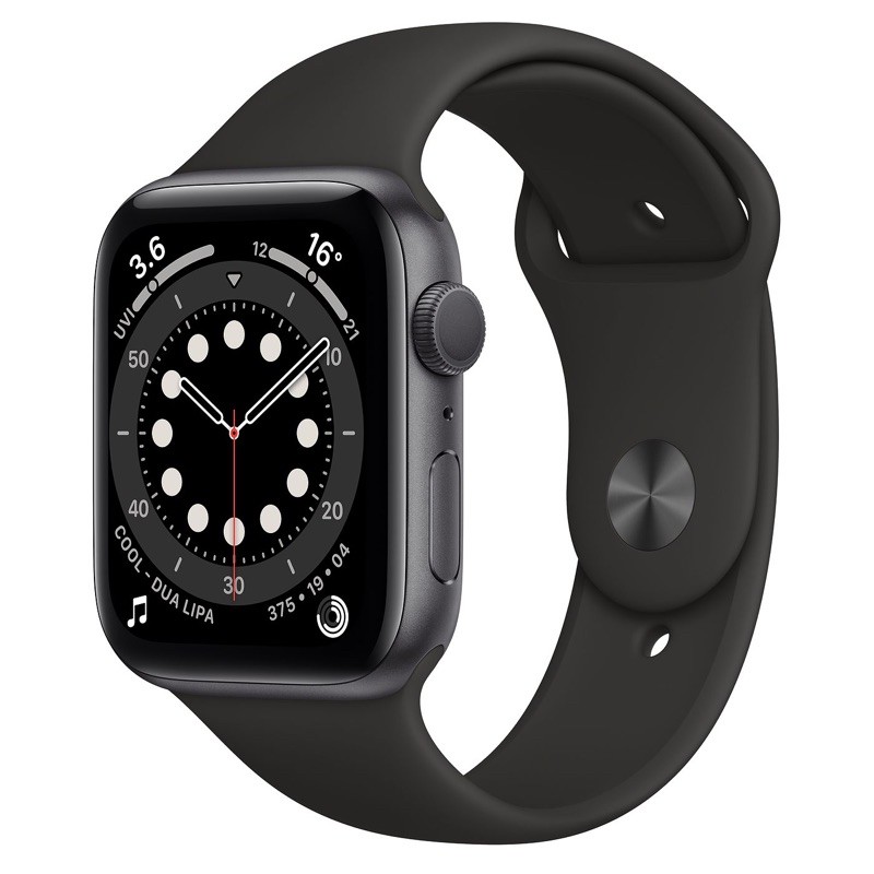 (正貨購自Momo) Apple Watch Series6 44公釐 GPS版 鋁金屬錶殼搭配運動錶帶加犀牛盾錶殼組