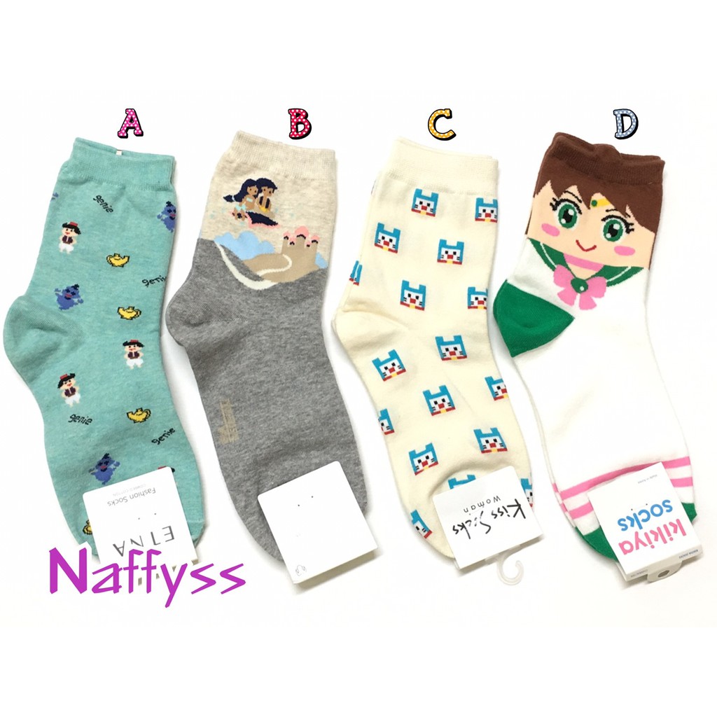 Naffyss✿ 韓國正品 童話阿拉丁元寶美少女戰士哆啦A夢造型成人女襪子