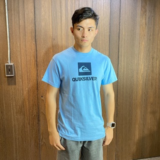 美國百分百【全新真品】 Quiksilver 閃銀 短T T恤 T-shirt 短袖 logo 天藍 AN19