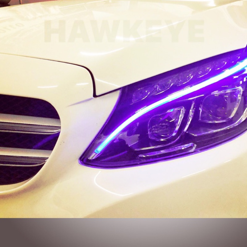 《霍克國際》全新BENZ賓士W205升級高階款頂配一抹藍全LED黑底投射魚眼大燈頭燈組~優惠活動