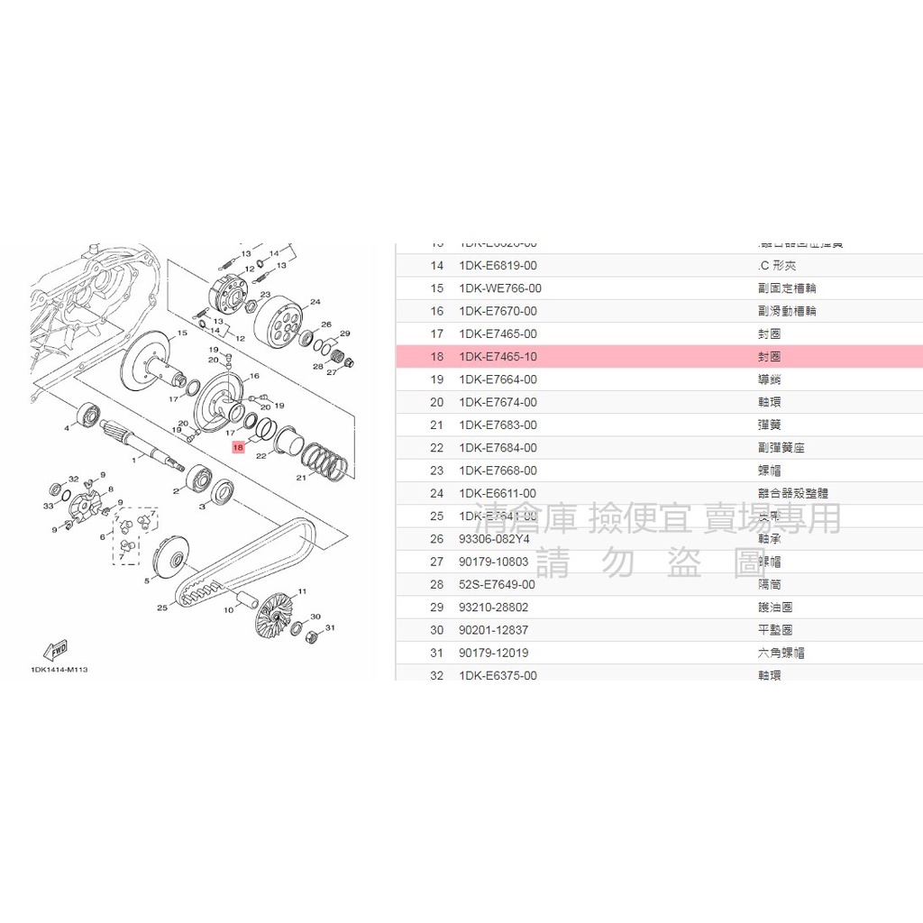 撿便宜料號 1DK-E7465-10  YAMAHA 山葉原廠封圈 FORCE　S MAX ABS 155 開閉盤O環