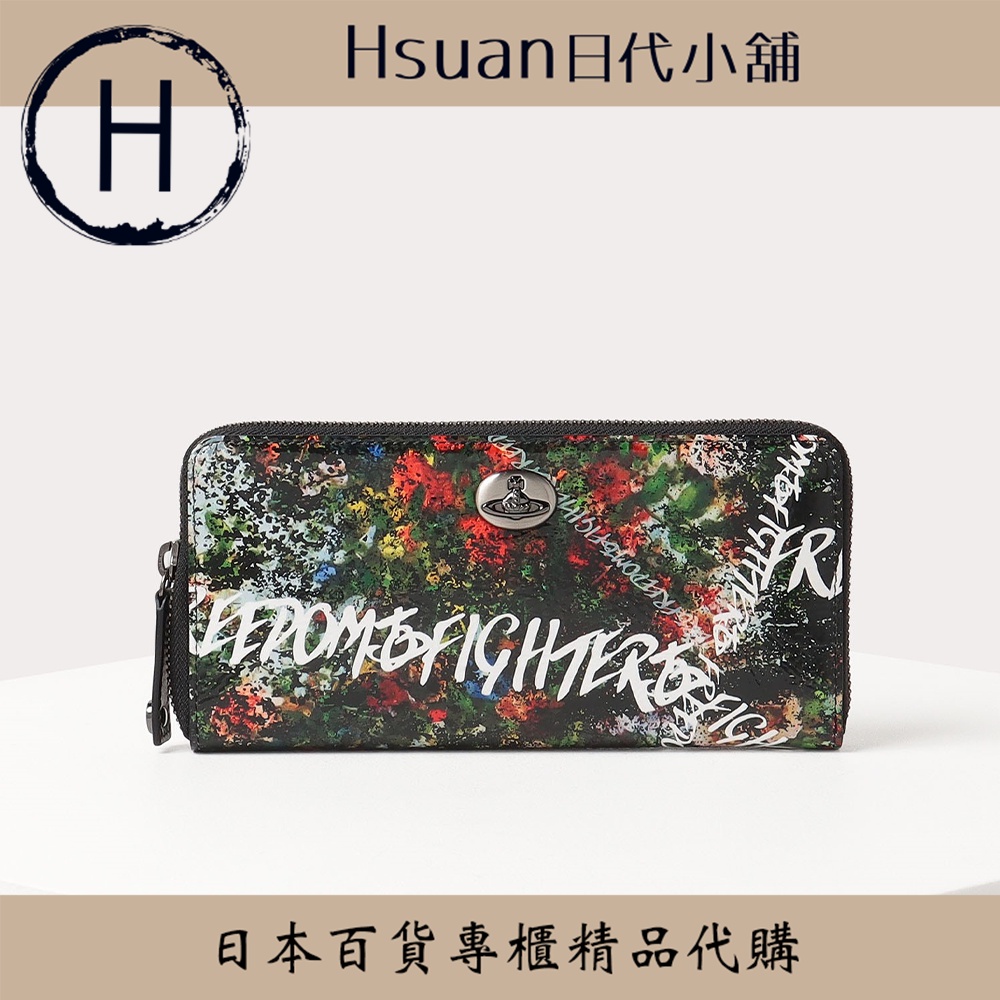 🛍[Vivienne Westwood薇薇安]長夾FREEDOM FIGHTER FLOWER ラウンドファスナー長財布