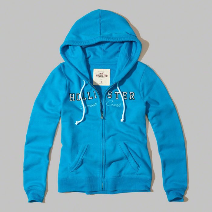 【HOLLISTER Co.】【HCO】HC女款棉質連帽外套藍框白小字亮藍 F07170614-23