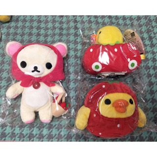 拉拉熊 懶妹 草莓 懶熊 早期 日本正版 玩偶 娃娃 提籃 小紅帽 開喜婆婆 小雞 草莓車 車子 絕版