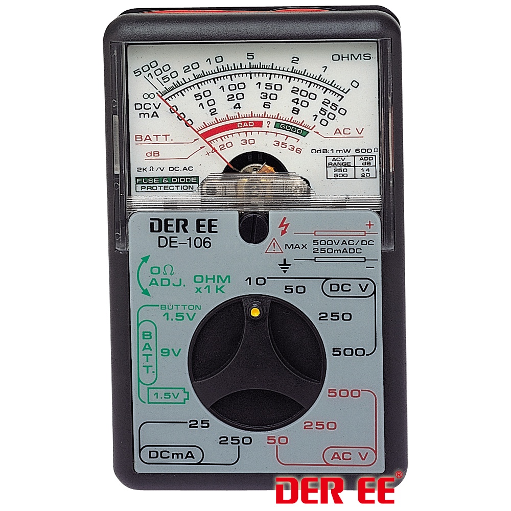 【 大林電子 】 DER EE 得益 口袋型指針式萬用電錶 DE-106