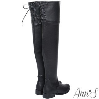 Ann’S貼腿版-小個子救星兩穿馬甲過膝靴-羊紋黑