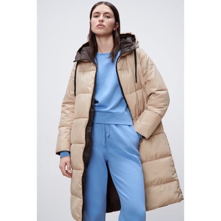 全新 ZARA 防風防水雙面穿鋪棉外套 鋪棉大衣 長版大衣 秋冬大衣 麵包外套 連帽外套 保暖