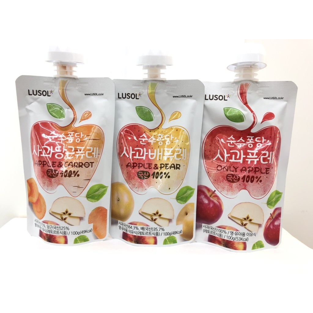 【甘梅薯條】韓國 LUSOL 水果果泥-蘋果水梨/蘋果/蘋果胡蘿蔔/蘋果草莓