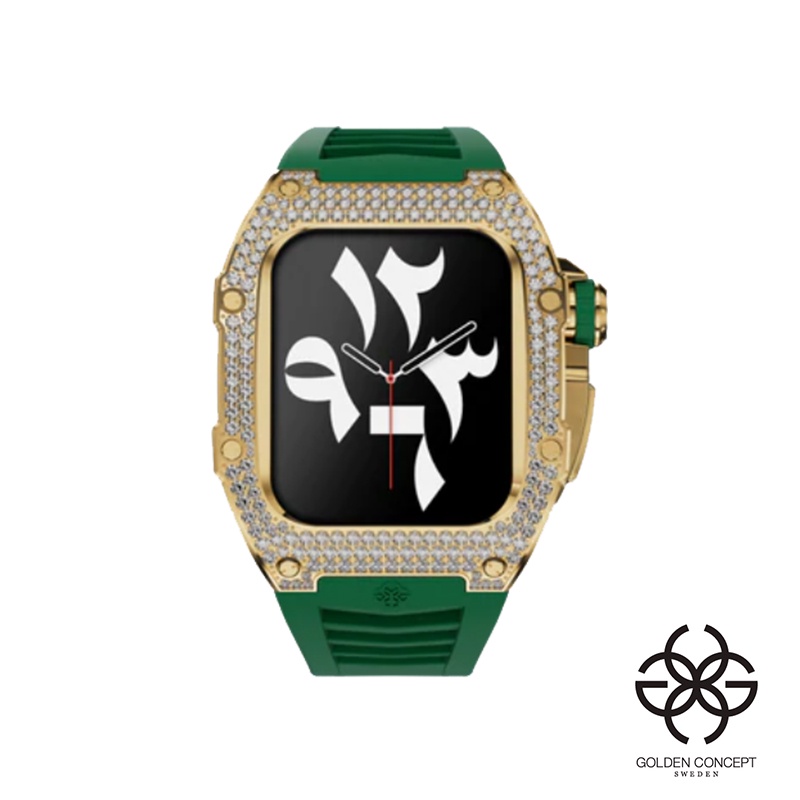 Golden Concept 錶殼 APPLE WATCH 41mm 綠錶帶金水晶錶框 RST41-G-GR
