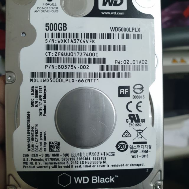 超值WD黑標 2.5吋 HDD 500G 二手