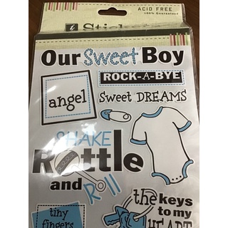 手作貼紙 寶貝男孩 初生男嬰 new born baby boy 卡片/相框/剪貼板/彌月滿月 賀卡 派對背板適用