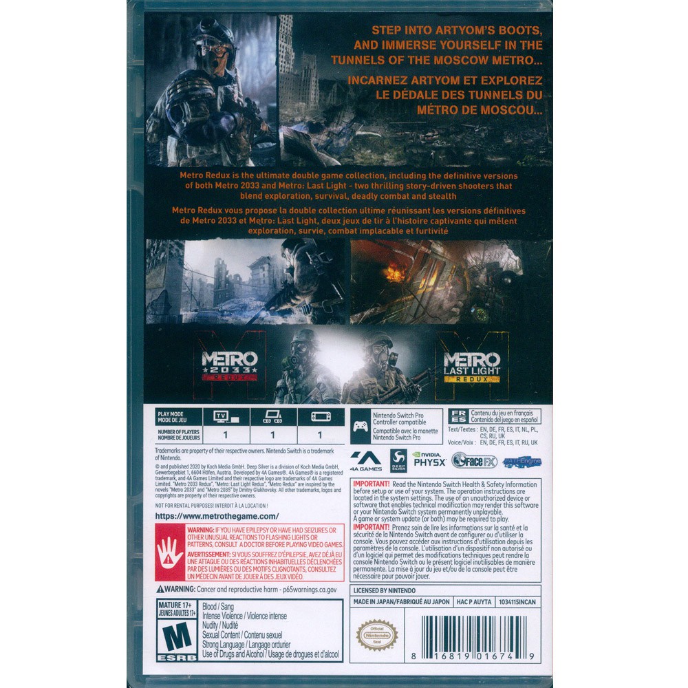 Ns Switch 戰慄深隧二合一終極完整加強版英文美版metro Redux 一起玩 蝦皮購物